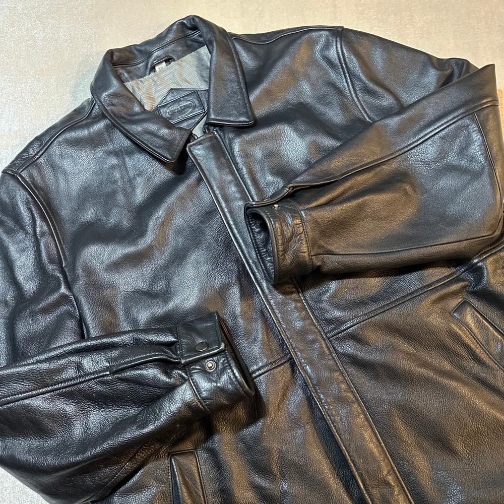 Linea Uomo Genuine Leather Black Leather Jacket Insulated Men's XXL Car Coat